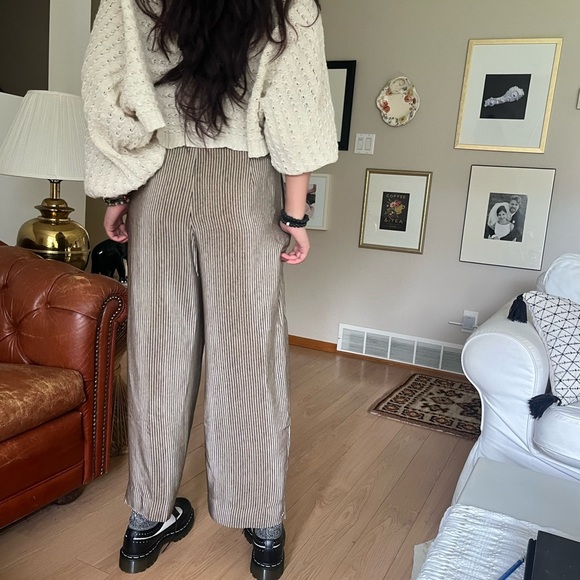 Vintage Linda Allard Ellen Tracy SIZE 6 Trousers Silk High Waist Wide Leg Stripe - Picture 4 of 12